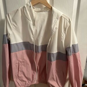 Pink and Gray Colorblock Windbreaker